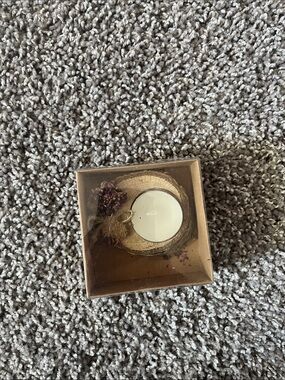 Neutral Rustic Tealight Candle Holder with Dried Accent